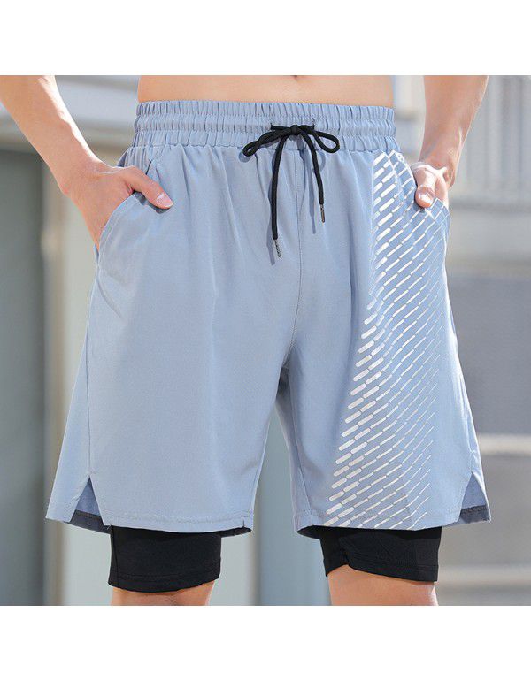 Sports Shorts Men's Cross-border New Printed Breathable Split Running Fitness Capris