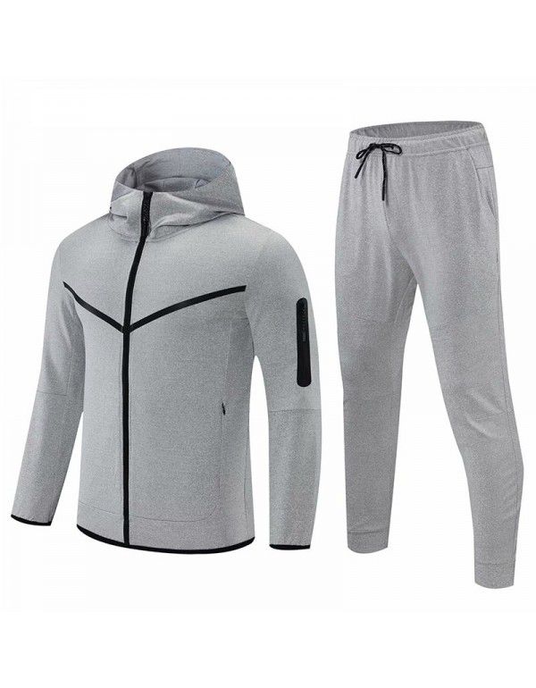 Autumn and Winter Men's Sports Imitation Cotton Sweater Set Basketball Football Fitness Leisure Team Jersey Playcoat Training Zipper Coat 