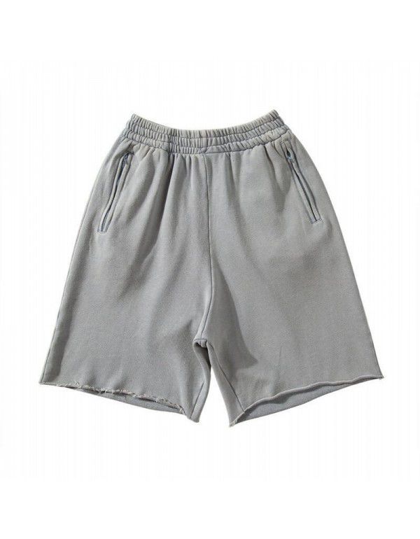 Cotton yeezy Sports Grey Shorts Men's High Street