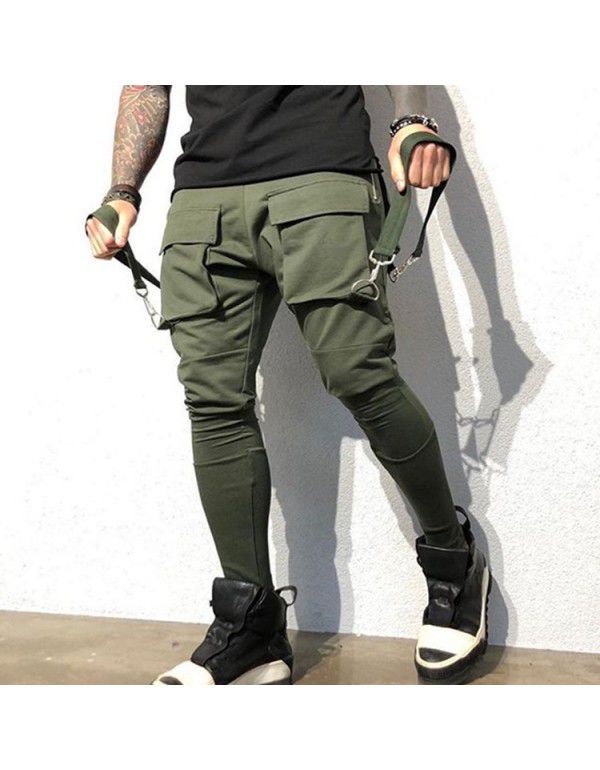 Fall pants men's fashion hip-hop big pocket casual sports pants men's work pants 