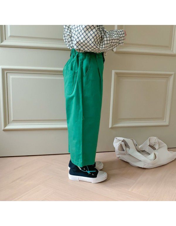 Children's Pants Spring Boys' and Girls' Korean Edition Solid Color Straight Leg Pants Children's Multicolor Loose Wide Leg Pants Pants