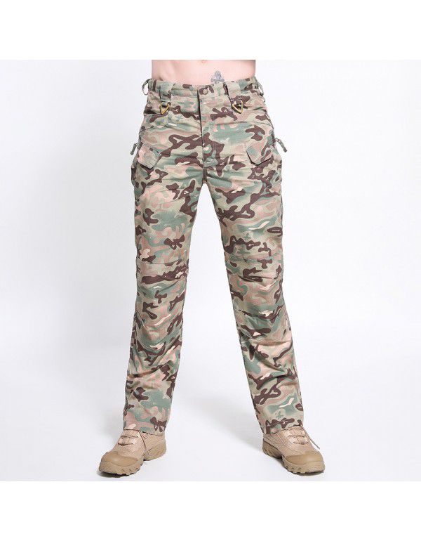 Summer Stock Plaid Multi Pocket Casual Work Wear Pants Men's Outdoor Charging Sports Tactical Pants