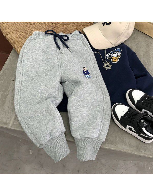 Children's Winter New Children's Guard Pants Thickened Pants Men's Casual Pants Plush Guard Pants