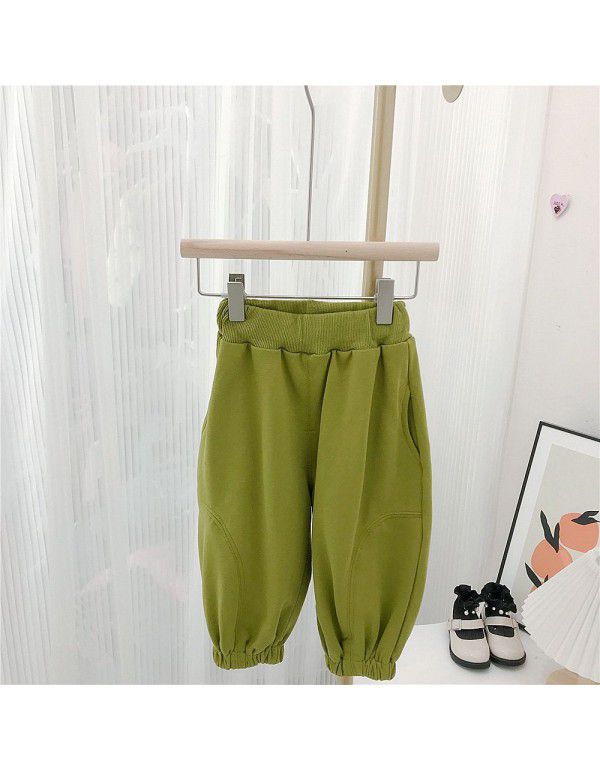 Girls' trousers Spring and autumn outerwear new style fashionable girls' children's clothes Spring and autumn simple casual pants 