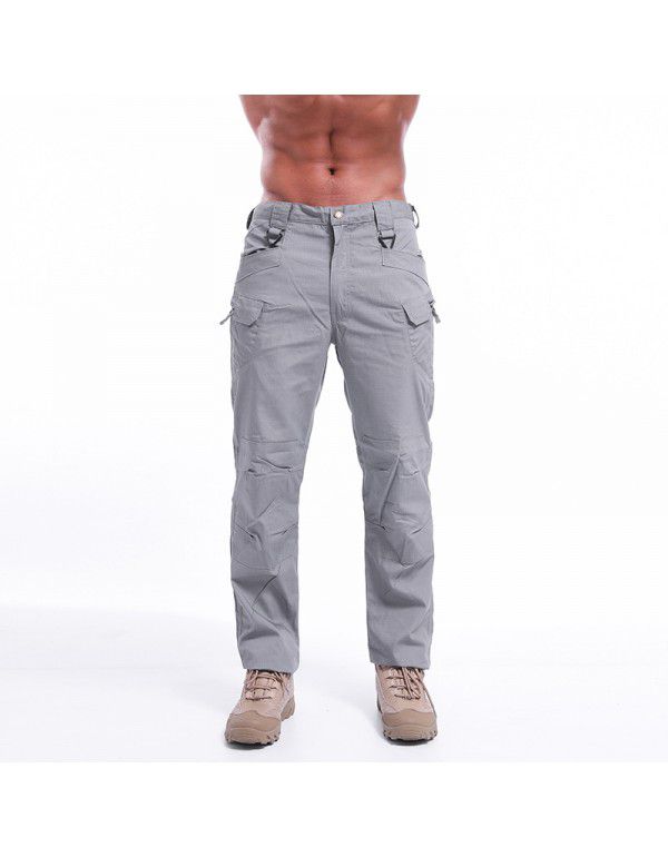 Summer Stock Plaid Multi Pocket Casual Work Wear Pants Men's Outdoor Charging Sports Tactical Pants