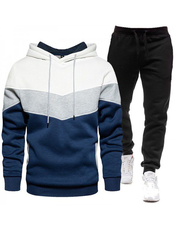 Hip Hop Sweater Set Men's Fashion Three Contrast H...