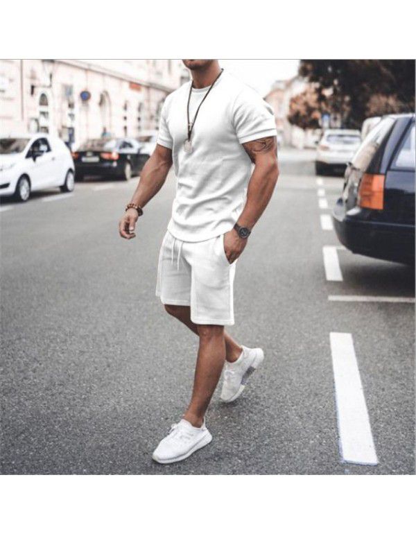 Short sleeved shorts two-piece sports casual men's suit in stock