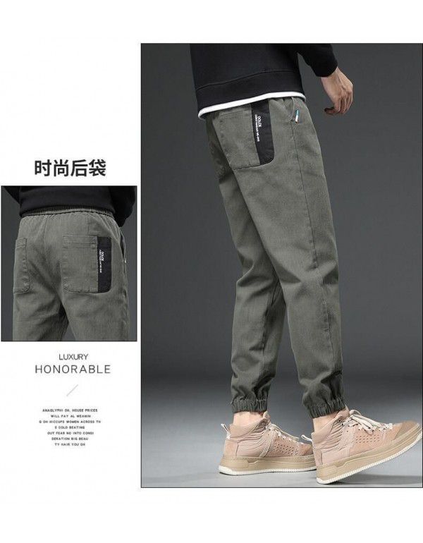 Youth Autumn and Winter New Fashion Simple Versatile Leggings Casual Men's Loose Crop Pants