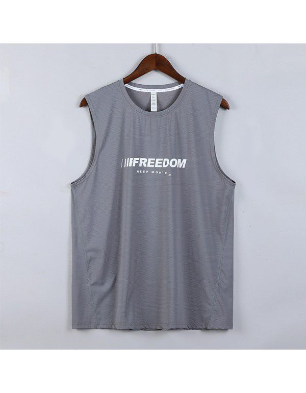 Men's basketball sports vest sleeveless T-shirt fitness training vest quick-drying ice silk running short sleeve top 