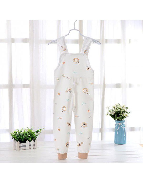 Baby Spring and Autumn Strap Pants Boys and Girls' Home Open Pants Children's Kindergarten Lunch Pants High Waist Calf Pants 