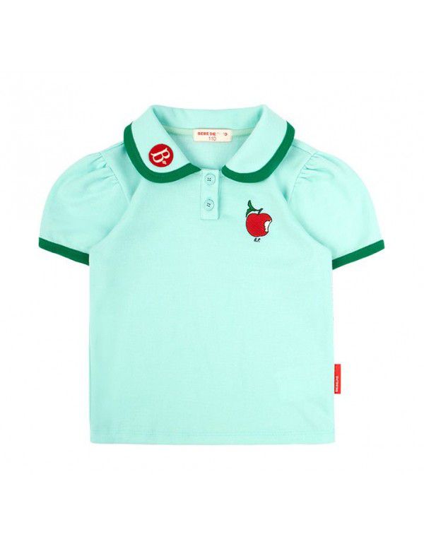 Summer New Children's Casual Short Sleeve T-shirt Kids' Apple Embroidery Polo Shirt 