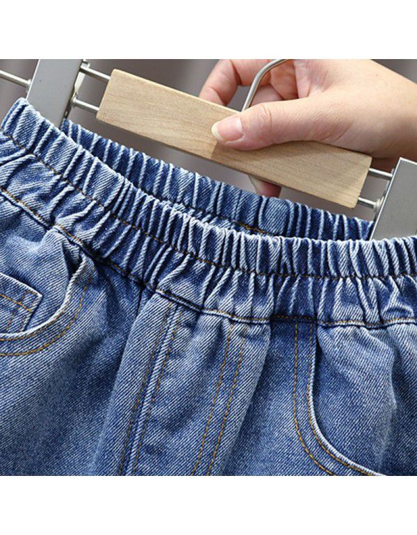 Boys' Spring Dress Jeans New Children's Spring and Autumn Season Blast Street Trousers Fashionable Baby Pants