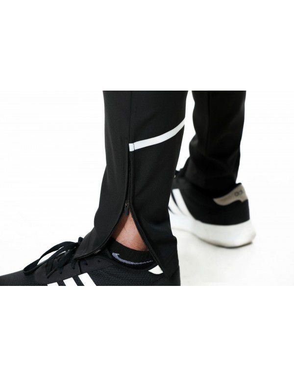 Black Men's Sports Leggings Long Pants with Hem Zipper Pocket Zipper