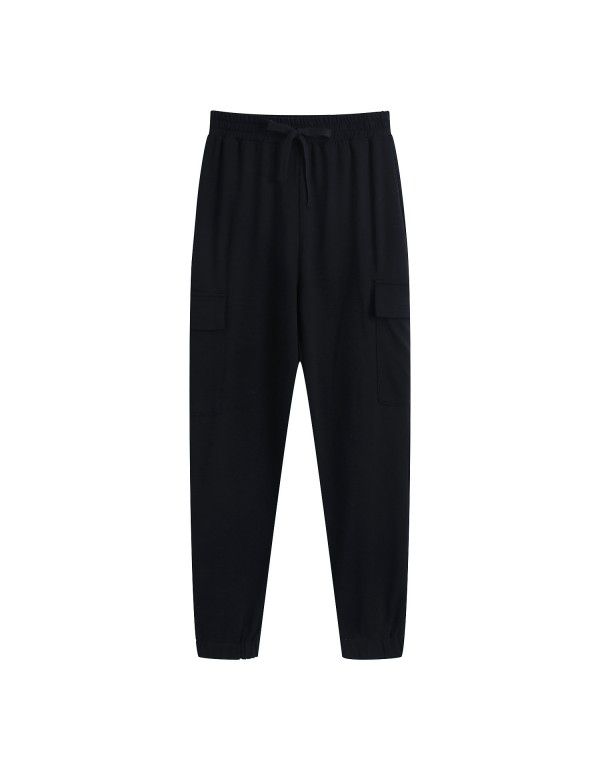 Men's and women's sports pants casual pure cotton terry cloth pants