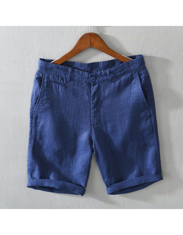 Summer New Men's Linen Shorts Relaxed Casual Beach Casual Capris Men's Wear