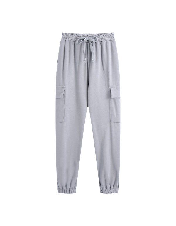 Men's and women's sports pants casual pure cotton ...