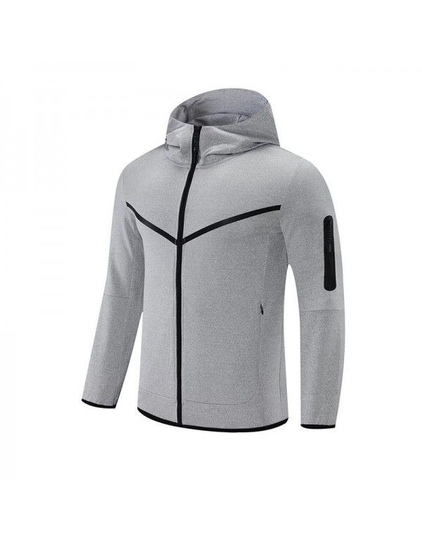 Autumn and Winter Men's Sports Imitation Cotton Sweater Set Basketball Football Fitness Leisure Team Jersey Playcoat Training Zipper Coat 