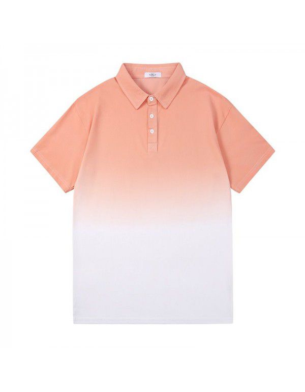 Men's Summer New Loose Fashion Brand Hanging Dyed Half Sleeve Men's Top Youth Gradual Menswear
