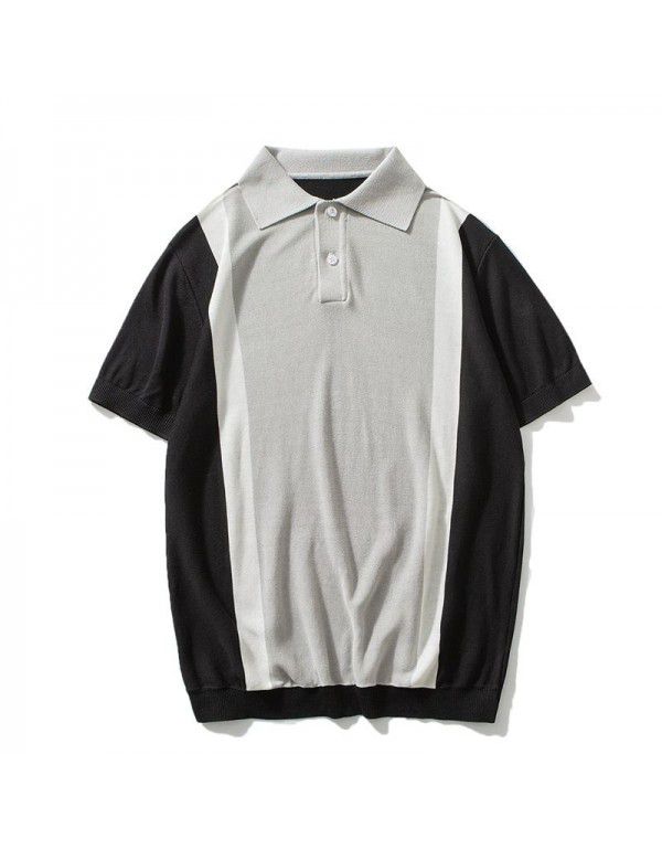 Summer Men's Short Sleeve Solid Plain Polo Short Sleeve T-shirt Loose Casual