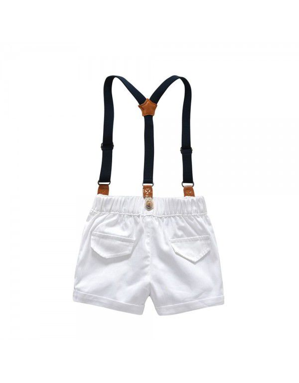 Children's Set Boys' Short Sleeve T-shirt Gentlemen's Wear Backbelt Two Piece Children's Clothing