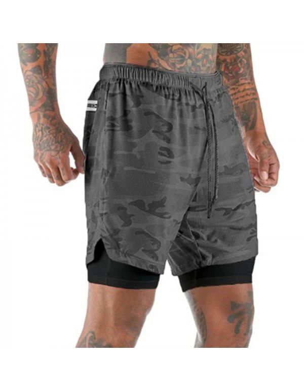 European and American Men's Shorts Beach Pants Large Double Layer Running Mesh Home Sports Capris