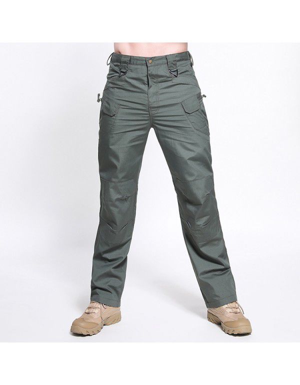 Summer Stock Plaid Multi Pocket Casual Work Wear Pants Men's Outdoor Charging Sports Tactical Pants