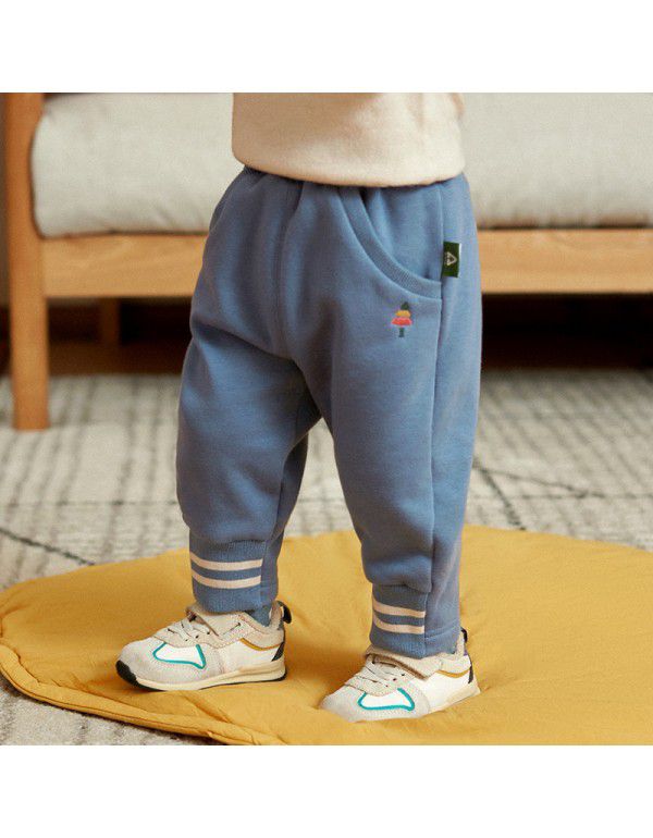 Boys' flannelette pants Winter new style men's and women's children's pants Plush thermal insulation Leisure sports thick leggings Long pants