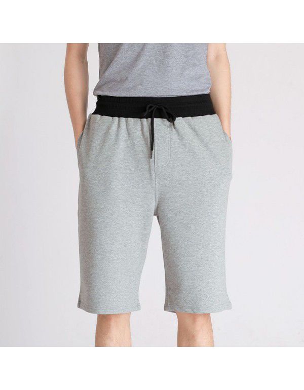 Sports casual pants Summer Korean comfortable men's solid color straight tube loose quarter pants