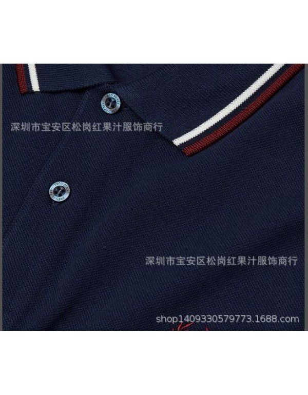 Men's casual trend cotton POLO shirt New summer T-shirt Color blocking bottom top Men's half sleeve