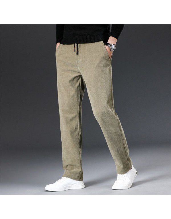 Autumn and winter new corduroy men's casual trousers straight business trousers loose middle-aged and elderly corduroy trousers men's wear 