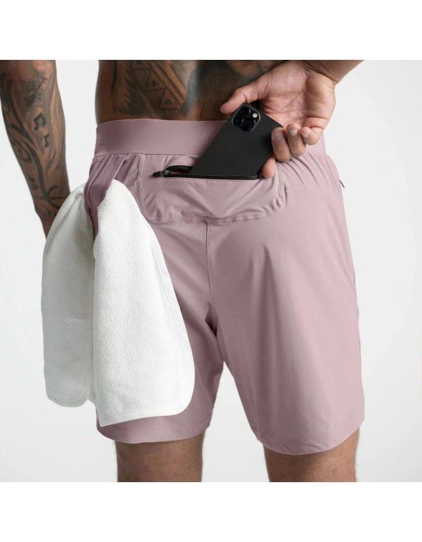 Crazy Muscle Men's Shorts Single-layer woven quick-drying solid color running, fitness, sports and leisure American five-piece pants 