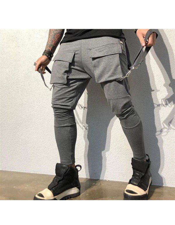 Fall pants men's fashion hip-hop big pocket casual sports pants men's work pants 