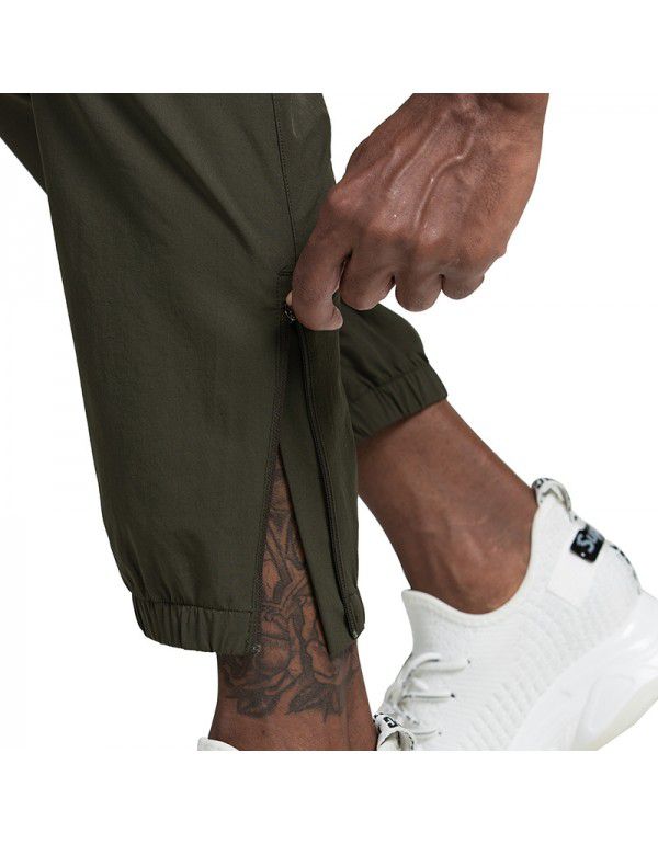 Autumn new men's sports pants, European and American running fitness loose stretch casual capris 