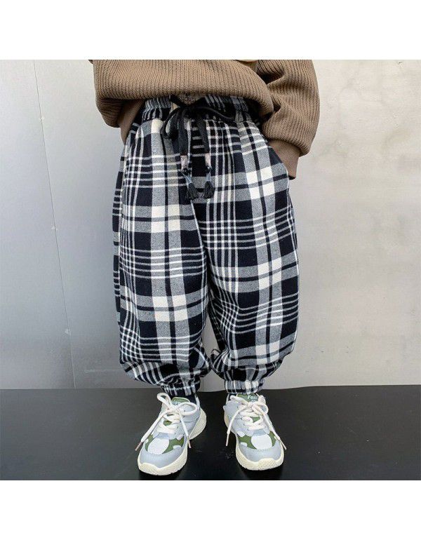 Boys' pants Autumn and winter casual pants New style children's winter clothes plush thickened fried street winter casual pants