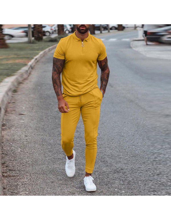 Men's fall new long-sleeved slimming trend casual fashion sports suit 