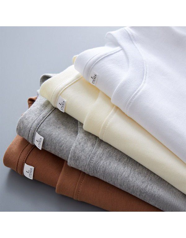 Heavyweight High Quality Cotton Long Sleeve T-shirt Men's Youth Loose Double Strand Double Yarn Men's Shirt