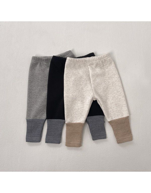 Baby Thickened Warm Fleece Pants Korean Children's...