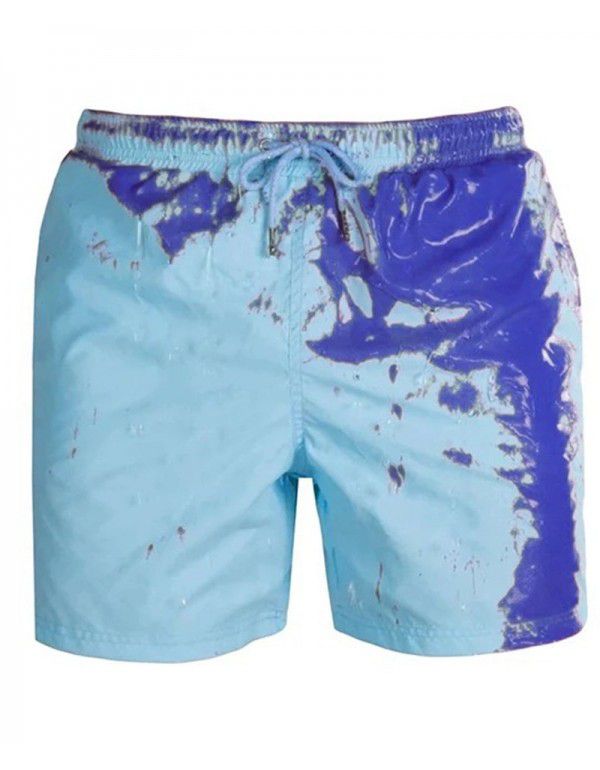 New Water Colored Swimming Pants Beach Pants Men's Personalized European and American Large Warm Colored Shorts