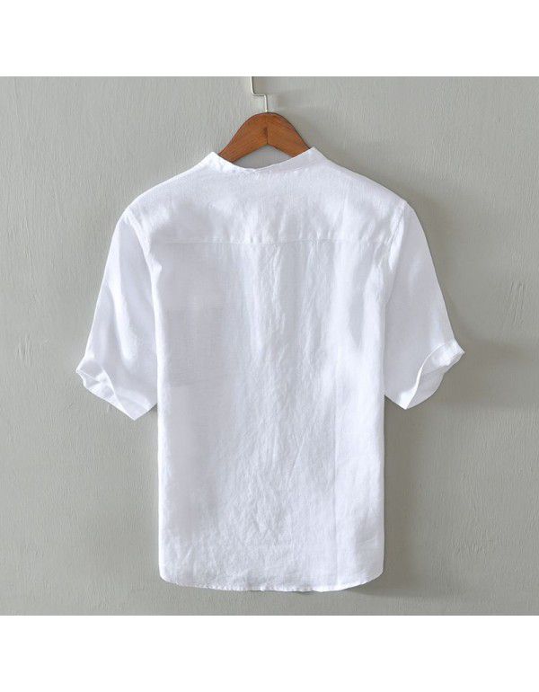New stitching T-shirt shirt Men's loose casual short sleeve solid color T-shirt Men's wear