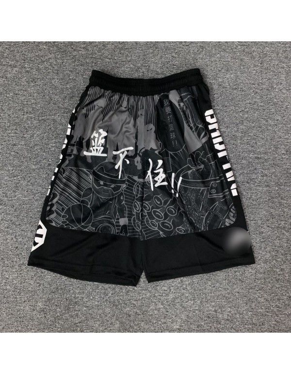 Summer sports shorts men's triad pants loose large basketball fitness running marathon training ultra-short beach pants 