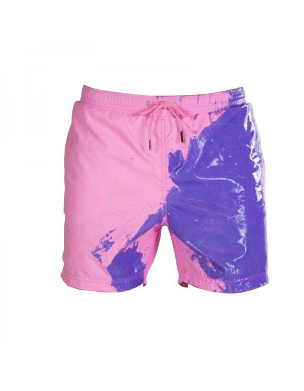 New Water Colored Swimming Pants Beach Pants Men's Personalized European and American Large Warm Colored Shorts