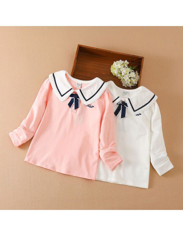 Girls' long-sleeved T-shirt autumn thin children's...