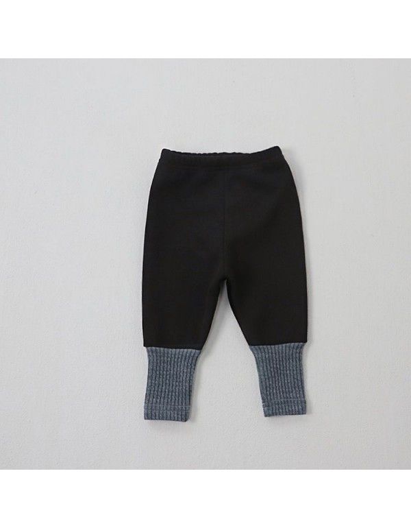 Baby Thickened Warm Fleece Pants Korean Children's Clothing Baby Kids Spring Style Plush Panel Leggings Baby Winter Pants