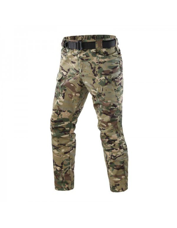 Camo Workwear Pants Solid Plaid Multi Pocket Pants Breathable Tactical Pants