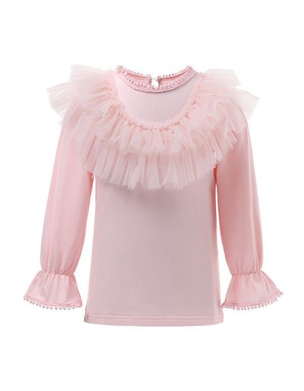 Autumn new girls' bottoming shirt Western-style versatile long-sleeved T-shirt winter baby children's round-neck top 