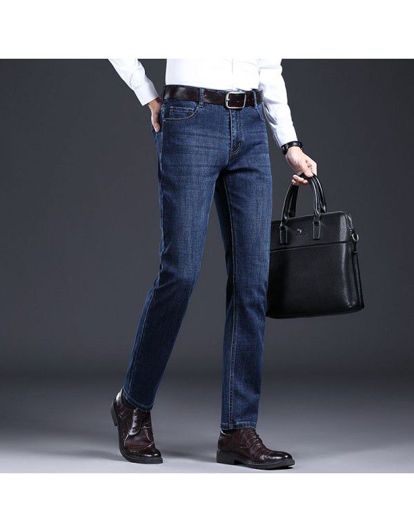 Autumn and Winter New Youth Jeans Men's Slim Fit Thick Elastic Versatile Korean version Feet casual pants Men's wear 