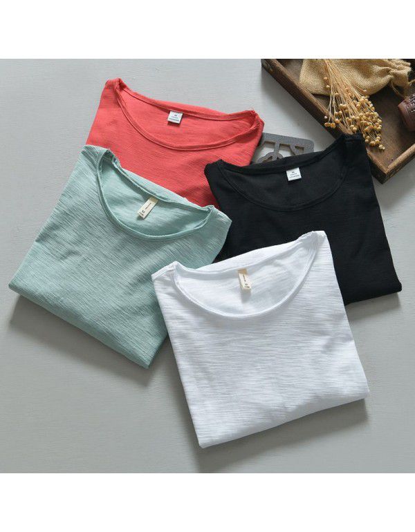 New Splice Solid Color Long Sleeve T-shirt Men's Casual Autumn and Winter Thermal Insulation Backing T-shirt Men's Wear