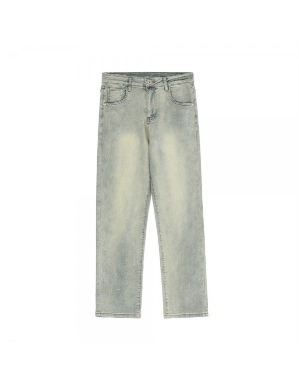 Solid Color Washed Old Jeans M...