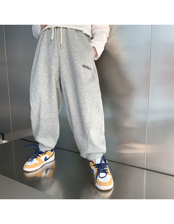 Boys' Baby Pants Spring Loose Fashionable New Children's Small and Middle School Children's Bundle Foot Guard Pants Sweatpants Pure Cotton