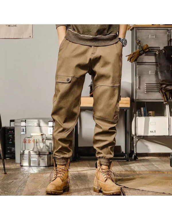 Chaopai Japanese vintage casual work pants Men's oversized loose leggings Harun pants Classic khaki pants 